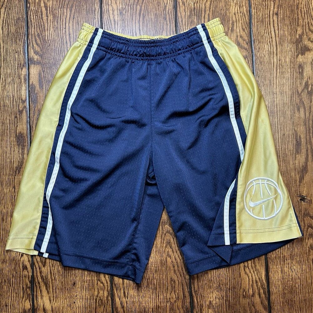 Vintage Nike Dazzle Basketball Shorts Large Navy Gold Mesh Y2K Athletic